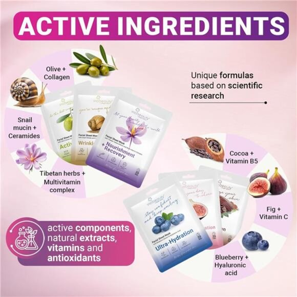 12 Pack of Sheet Face Masks Skincare - Collagen Face Mask Sheets with - Picture 5 of 6